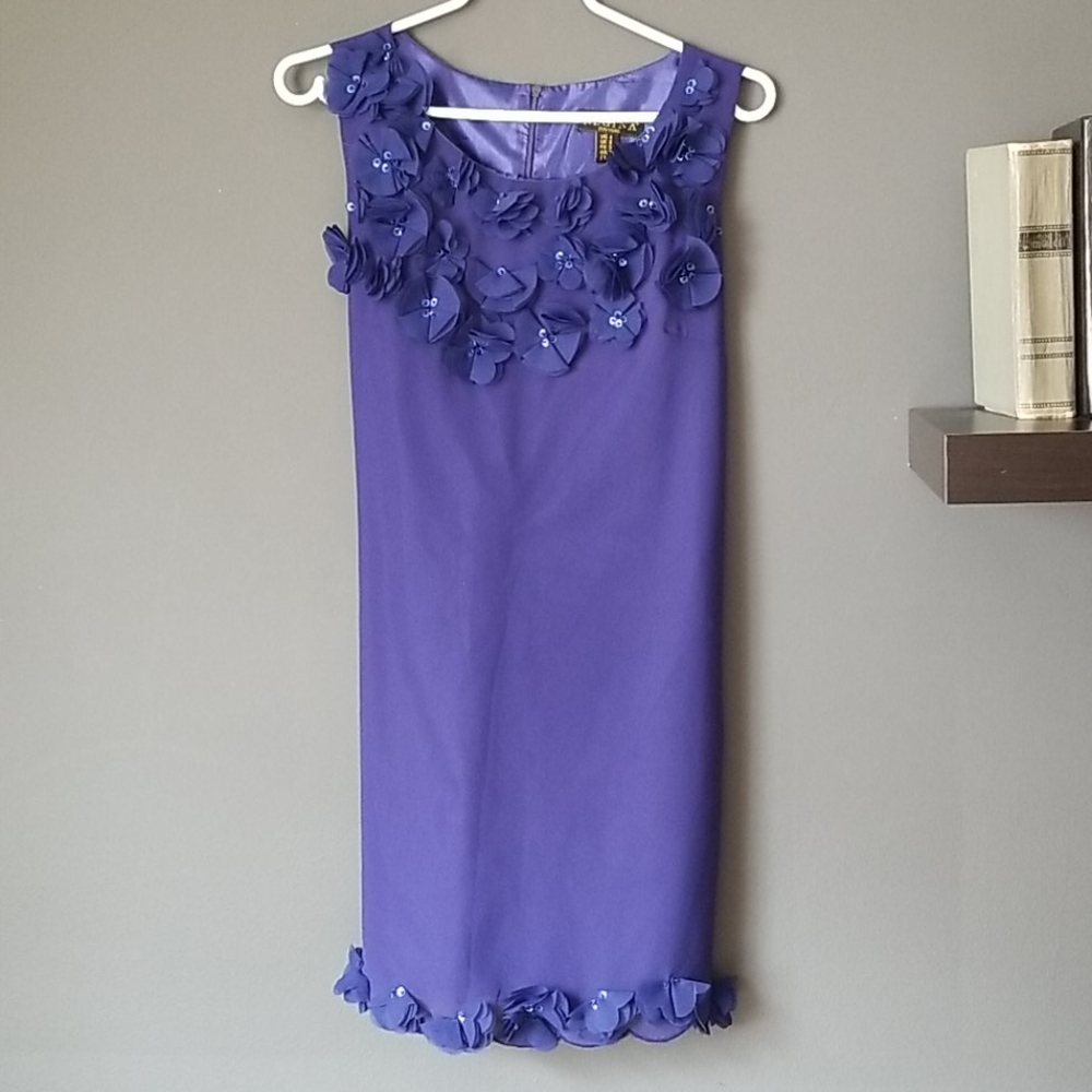 Royal Blue Dress with Flower Detail